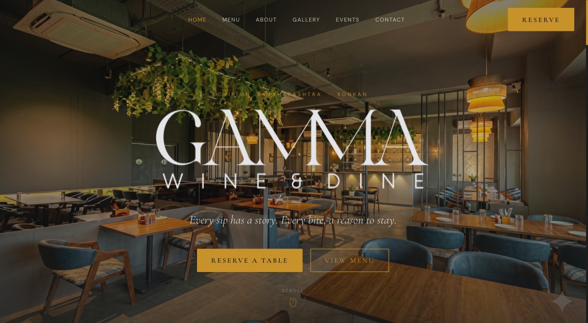 Gamma Wine and Dine website