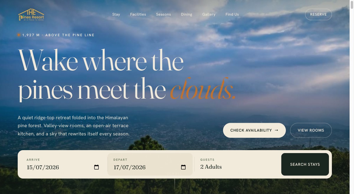 The Pine Resort website